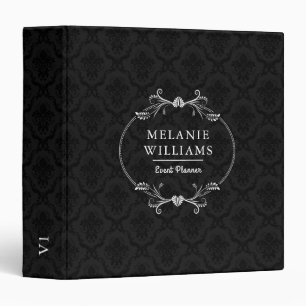 Black & White Vintage Delicate Floral Swirls Frame Binder
