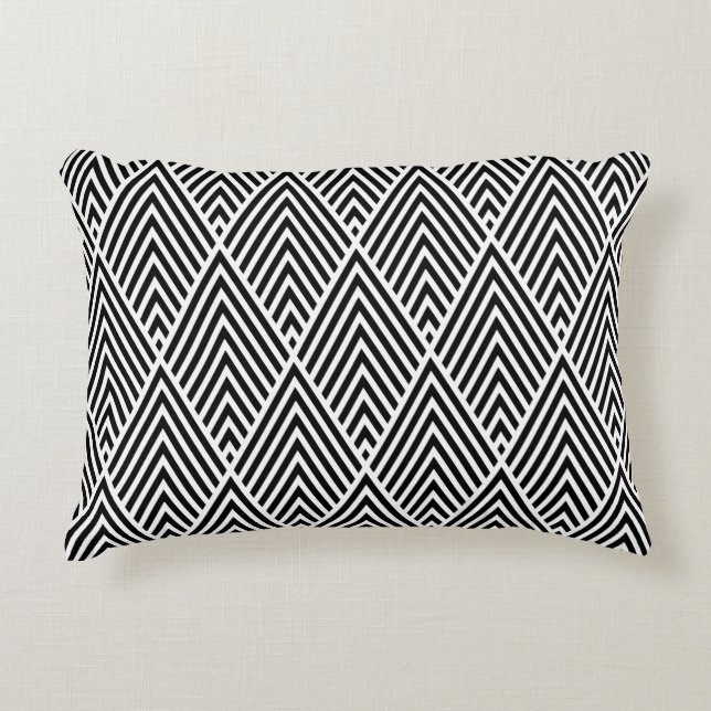 Black & White Vintage Diamond Pattern Accent Pillow (Front)