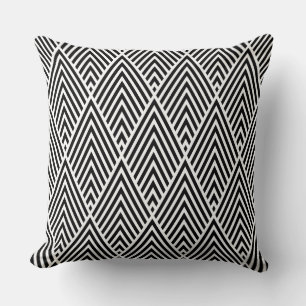 Black & White Vintage Diamond Pattern Throw Pillow