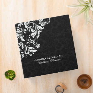 Black & White Vintage  Floral Damasks & Lace Binder