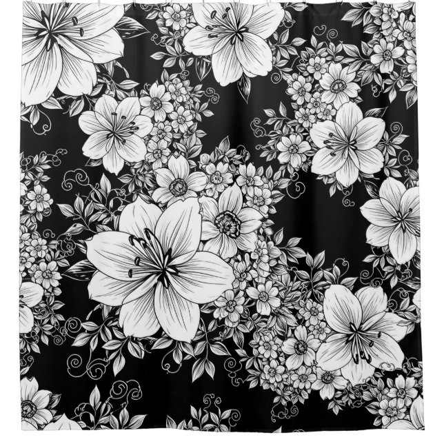 Black White Vintage Floral Seamless Pattern (3) (Front)