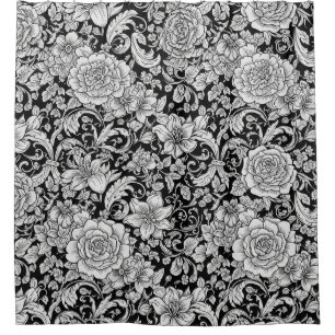 Black White Vintage Floral Seamless Pattern (6)