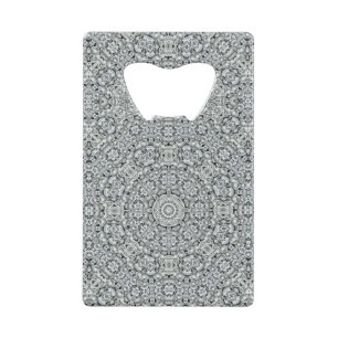 Black & White Vintage Fractal Kaleidoscope Wallet Bottle Opener