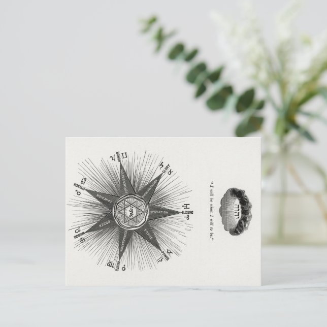 Black White Vintage Horoscope zodiac, astrology Postcard (Standing Front)