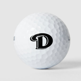 Black White Vintage Letter D Monogrammed Golf Balls
