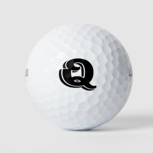 Black White Vintage Letter Q Monogrammed Golf Balls