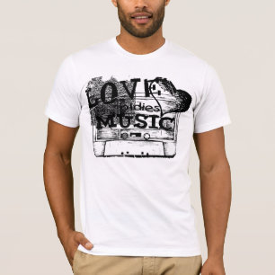 Black, White Vintage Love oldies music T-shirt