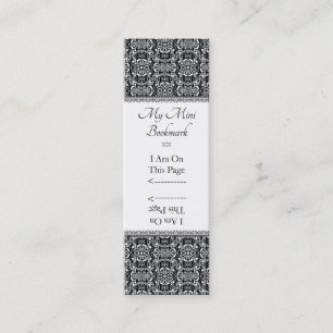 Black White Vintage Pinwheel Damask Personalized Mini Business Card