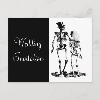 Black White Vintage Skeleton Goth Wedding Invite