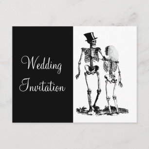Black White Vintage Skeleton Goth Wedding Invite