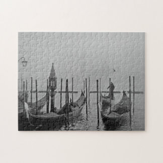 Black White Vintage Venice Canal Travel Jigsaw Puzzle