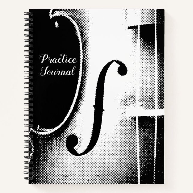 Black White Violin Lesson Practice Journal (Front)