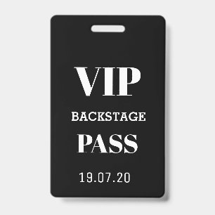Black White VIP Backstage All Access Pass Concert Badge