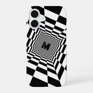 Black & White Visual Illusion, Monogram or Initial iPhone 16 Case