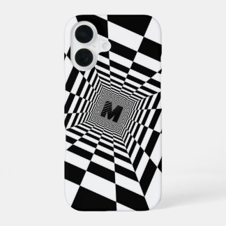 Black & White Visual Illusion, Monogram or Initial iPhone 16 Case