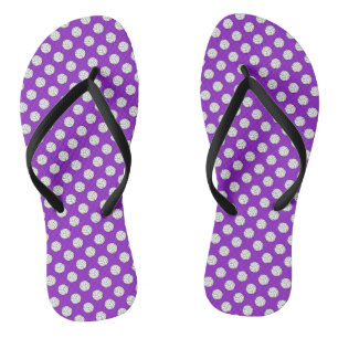 Black White Volleyball Balls on Purple Flip Flops