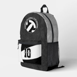 black white volleyball team colors team name printed backpack