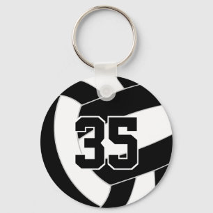 Black white volleyball team colours keychain