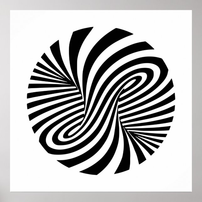 Black & White Vortex Pattern - Optical Illusion Poster (Front)