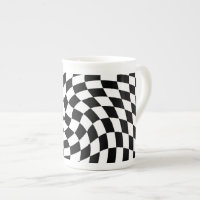 Black & White Warped Chequered Chequerboard