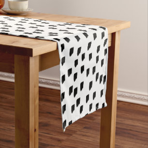 Black & White Watercolor Brushstroke  Short Table Runner