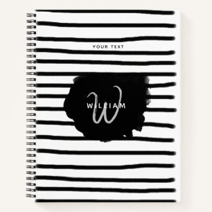 Black & White Watercolor Hand Drawn Lines  Notebook