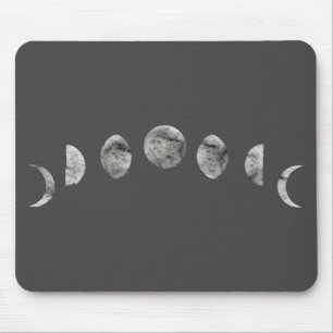 Black White Watercolor Moon Phases Modern Minimal  Mouse Pad