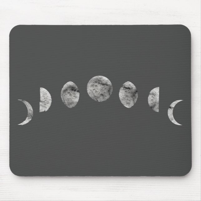 Black White Watercolor Moon Phases Modern Minimal  Mouse Pad (Front)