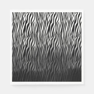Black White Watercolor Ombre Zebra Print Napkin