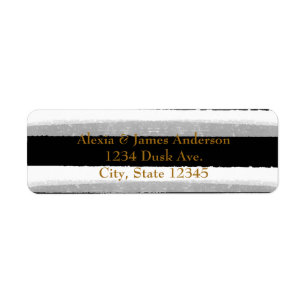 Black & White Watercolor Stripes Address Labels