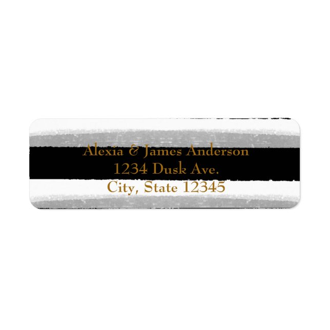 Black & White Watercolor Stripes Address Labels (Front)