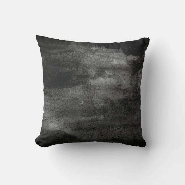 Black & White Watercolor Throw Pillow (Front)