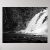 Black & White Waterfalls Splashing On Rocks 16x20