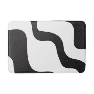 Black & White Wave Abstract Modern Art Chic Bath Mat
