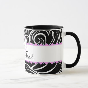 Black & White Wave Pattern Monogram Personalized Mug