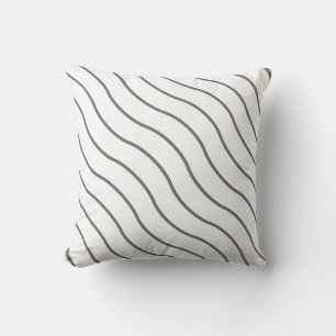Black White Wave Pattern Throw Pillow