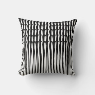 Black White Waves Stripes Abstract Patterns Unique Throw Pillow