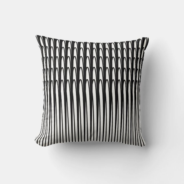 Black White Waves Stripes Abstract Patterns Unique Throw Pillow (Front)