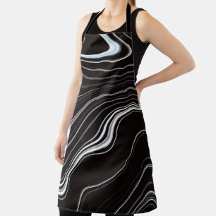 Black & White Wavy Abstraction Apron