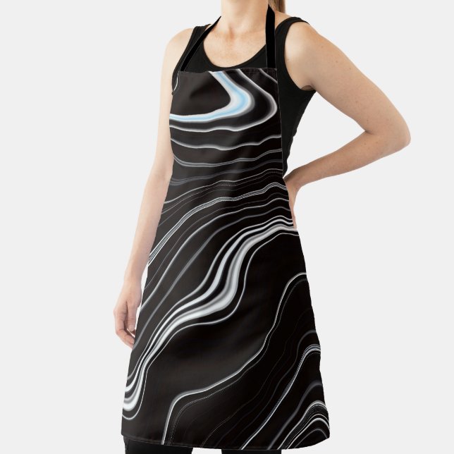 Black & White Wavy Abstraction Apron (Insitu)
