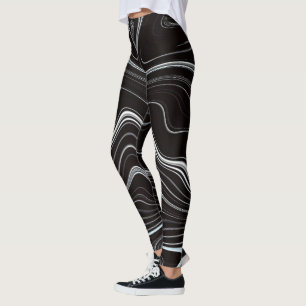 Black & White Wavy Abstraction Leggings