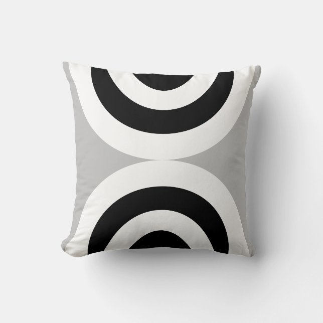 Black & White Wavy Lines on Grey Throw Pillow (Front)