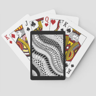 Black & White Wavy Pattern Hand Drawn Zen Doodle Playing Cards
