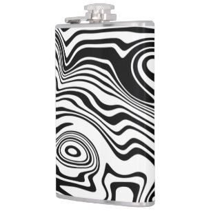 Black White Wavy Striped Flask or Choose Colour