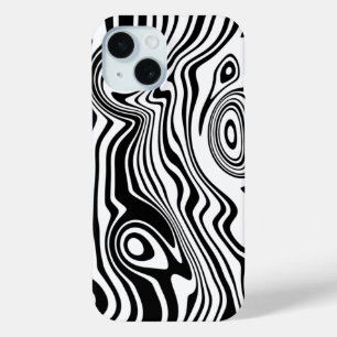 Black White Wavy Striped iPhone Case Choose Colour
