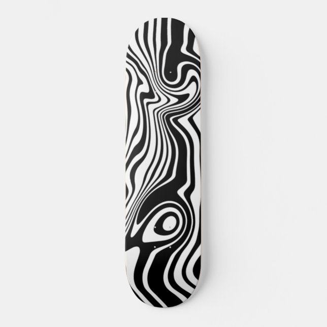 Black White Wavy Striped Skateboard Custom Colour (Front)