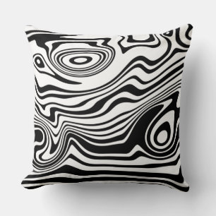 Black White Wavy Striped Throw Pillow Choose Colou