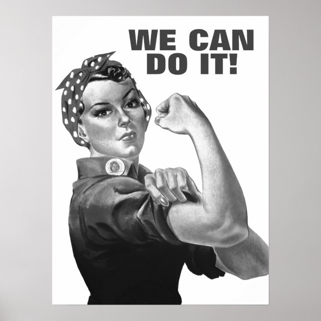 Black White We Can Do It World War II Propaganda Poster (Front)