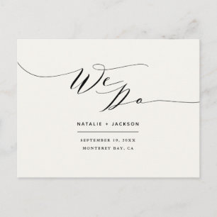 Black + white we do elegant wedding postcard