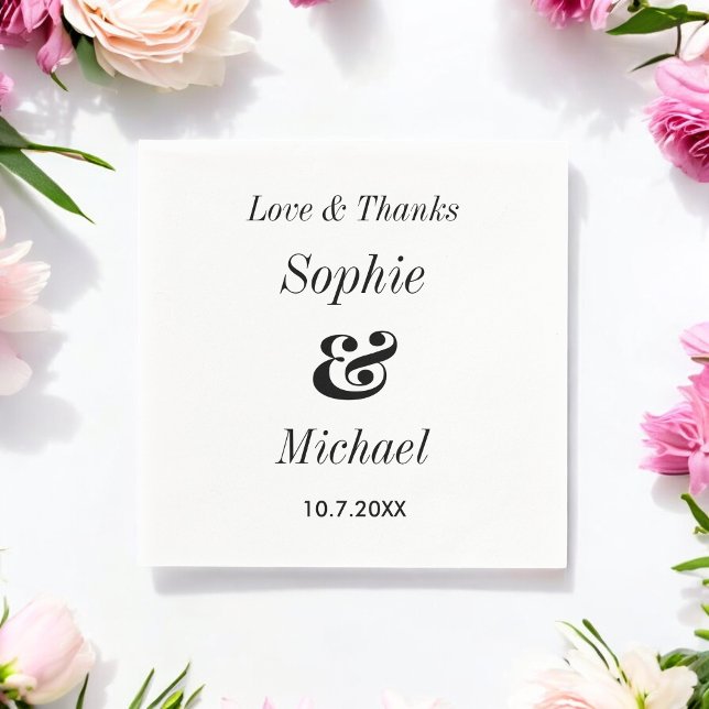 Black White Wedding Bride Groom Paper Napkin (Creator Uploaded)